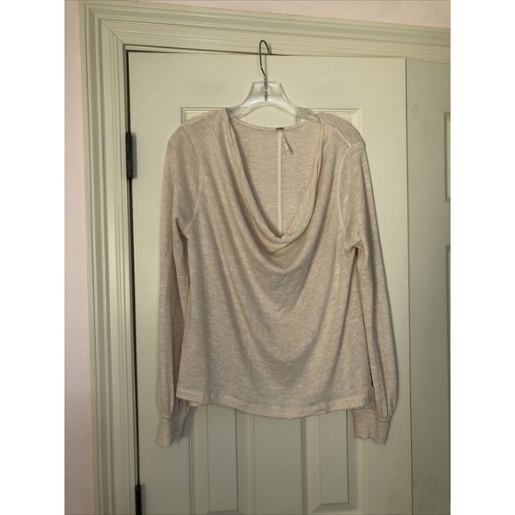 Free People Palmer Draped Metallic Long Sleeve Knit Top Womens Size Med sweater - Picture 3 of 7